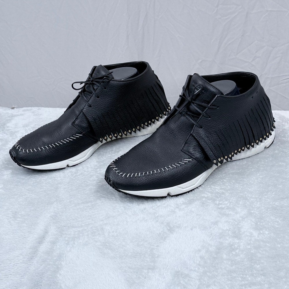 Buscemi Gladiator Fringe Sneaker Mens EU 44 US 11 Black Studded Leather Chukka - Picture 3 of 13